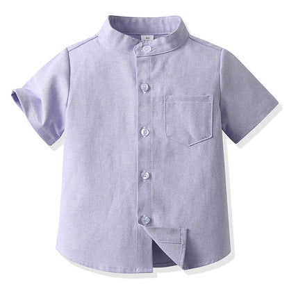 Girls' School Uniform,Long/Short Sleeve Blouse,Single Breasted High Collar Boys Shirts,Formal Kids Button-Down Gentleman Tops