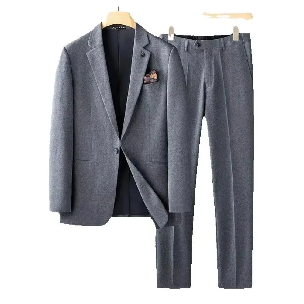 Men's  Two-Piece Suit plus Size Professional Business Wedding Formal High Quality Terno Solto Grande Peso Negócios Casamento