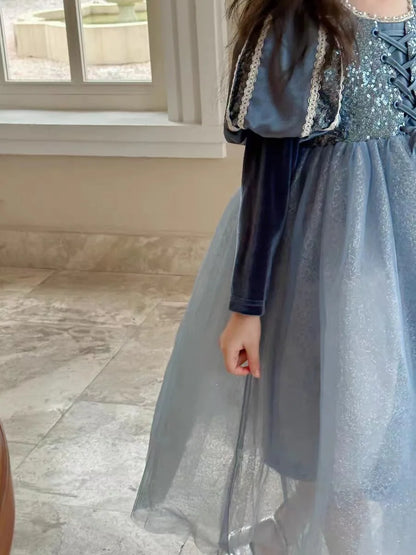 Girls Dress 2023 Spring  Autumn New Western Style Children Trendy Birthday  Little Girl Princess Dress