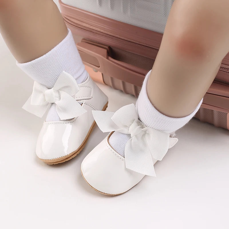 Baby Girl Shoes Bow Flats Toddler Sandals Non-slip Soft Sole Newborn Formal First Walkers Christening