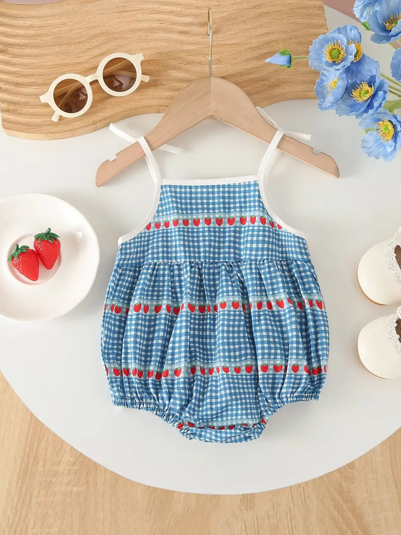 Infant Baby Girl Strawberry  Vests Bodysuit Summer  Sleeveless Rompers  Princess Style Cute Outfits baby clothes 100% cotton