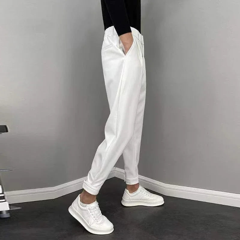 Draped Fluid Trousers for Men Office Work Man Suits Pants Plus Big Size Fabric Slacks Luxury Fashion Korean Reviews Many Dress