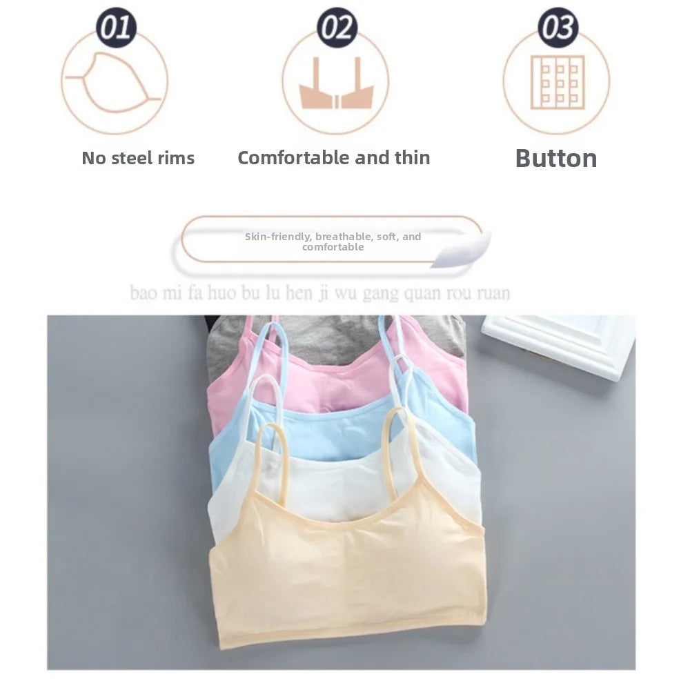 Cotton Teenage Girls Bras Casual Elastic Padded Vests Underwear Developmental Bras Sports Training Bra
