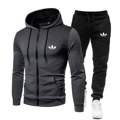 Men's two-piece suit, a fashionable and comfortable casual sportswear for daily wear, consisting of a jacket and trousers, suita