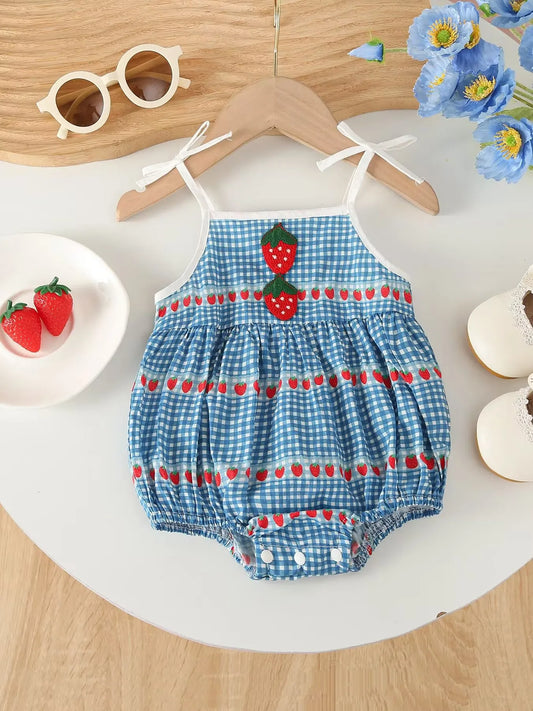 Infant Baby Girl Strawberry  Vests Bodysuit Summer  Sleeveless Rompers  Princess Style Cute Outfits baby clothes 100% cotton