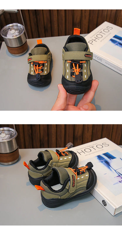 Baby Walking Shoes Handsome for Boys Sports Shoes Toes Capped Soft Bottom 2025 Autumn New Children Running Shoes Hook&loop
