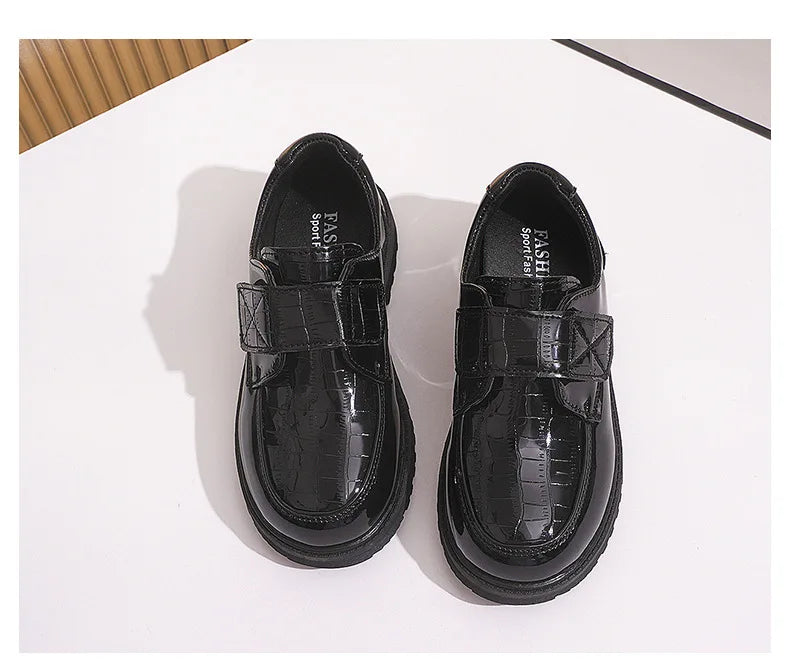 Boys Leather Shoes Spring Autumn Fashion Kids Soft Sole Shoes School Student Performance Flats Big Children's Shoes Black Formal