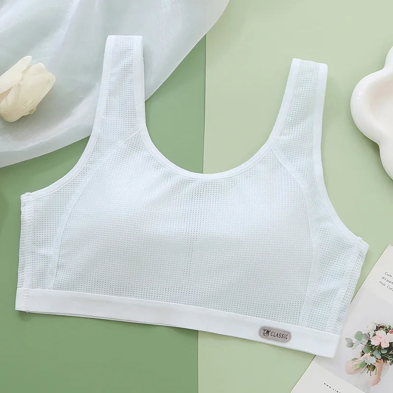 1-3PCS Thin Underwear for Teenage Girls  Anti-Bounce Bra for Schoolgirls Pure Cotton Sports Bra for Kids Bra Summer