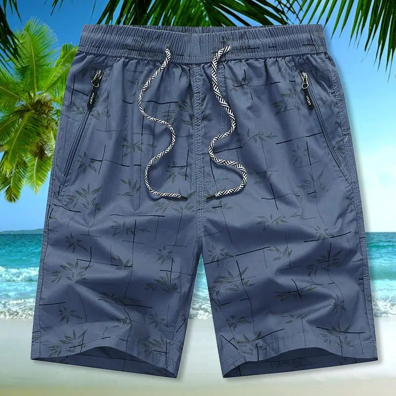 Summer Men Home Casual Wear Loose Cotton Thin Beach Five-point Pants