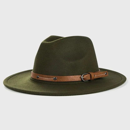 Unisex Wool Fedora – Flat-Brim Felt Hat for Fall & Winter