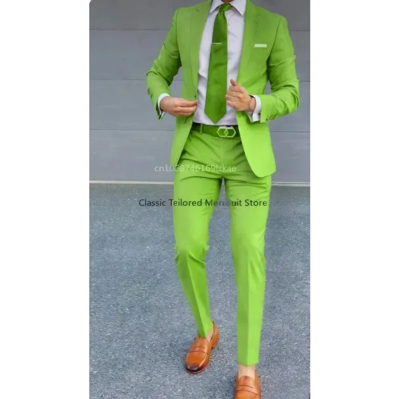 Men's Suit 2 Piece Suit   Jacket Pants Formal Wedding Tuxedo Groom Clothes Custom Color Blazer XS-5XL
