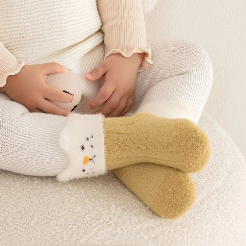 Newborn Baby Socks For Girls Boys Winter Warm Thick Cartoon Infant Toddler Sock Outdoors Warm Children's Floor Socks 0-5Years