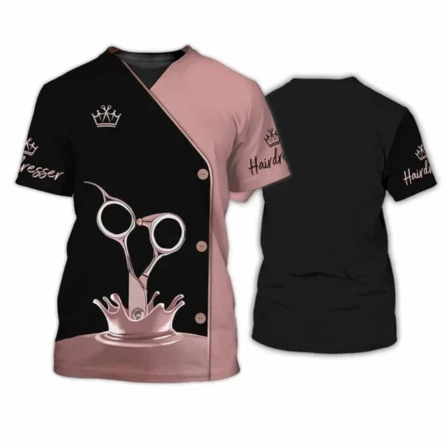 New Barber Hairdresser T-shirts Women Uniforms Clothing Salon Barberia Men's Shirt Groomer Beautician Beauty Professional Tees