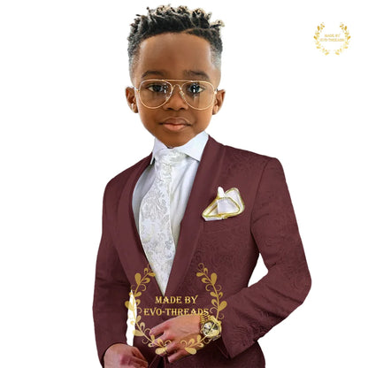 Boys suit' white 2-piece set (floral jacket+pants) age 2~16 kids formal event wedding prom child gift, custom tuxedo