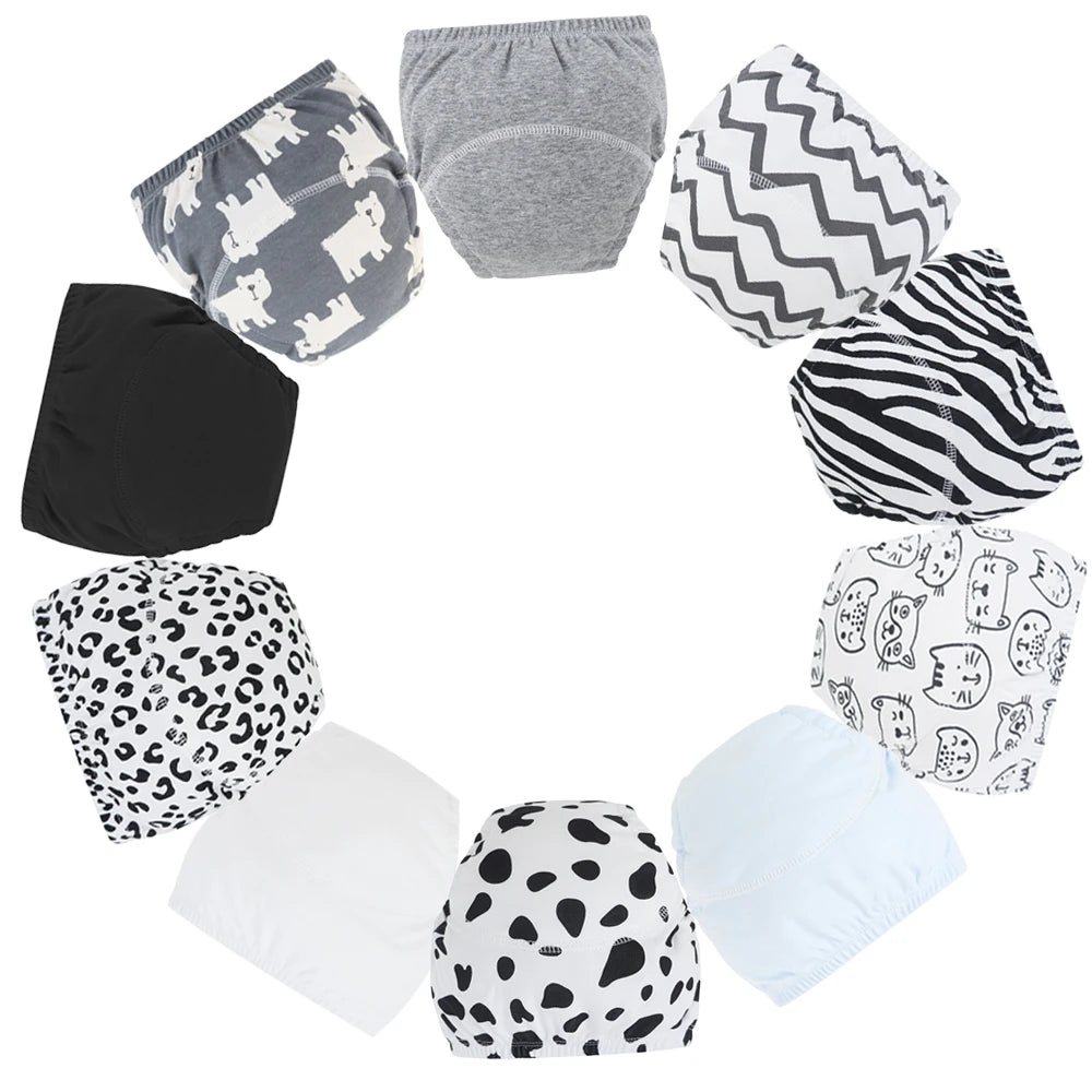 10 Pcs Reusable Baby Training Pants Washable Kids Cloth Diaper Nappies Changing Underwear Infant Toddler Potty Training Panties