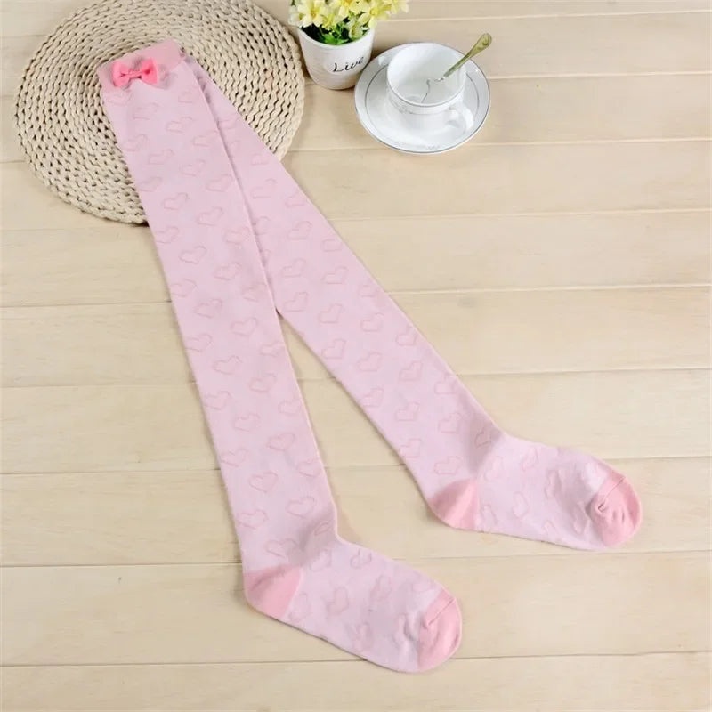 Knee Socks for Youth Girls Women Pink Bow School Stockings Kawaii Campus Long Socks Cute Girl Thigh High Stocking