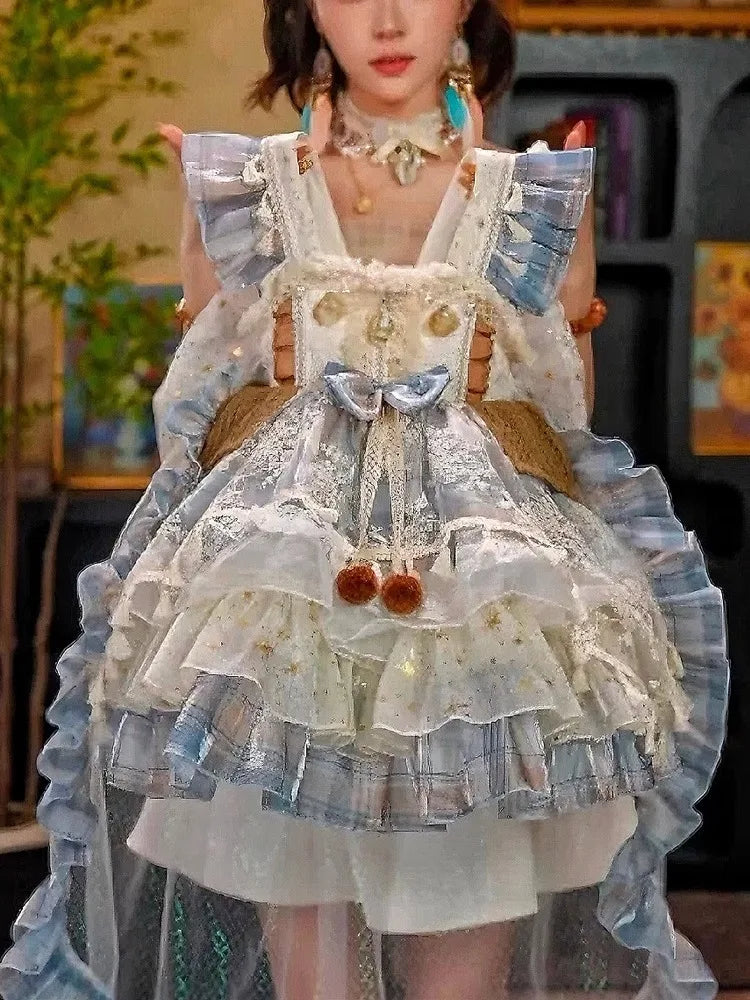 Girls Summer Bohemian Style Lolita Princess Dress 2025 New Birthday Dress Summer Fashion Children Clothing