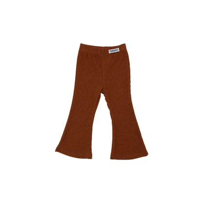 Girls' Bell Bottom Pants 2025 Spring New Style, Stylish, Solid Color, Slim Fit, 9% Casual Bottom Pants Trend for Little Girls