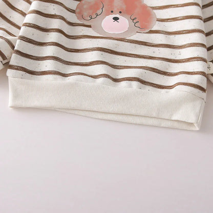 1-5Y Baby Girls Clothes Cute Casual New Style Outfit Kids Boys Clothing Cotton Puppy Print Striped Sweatshirt Tops and Pants Set