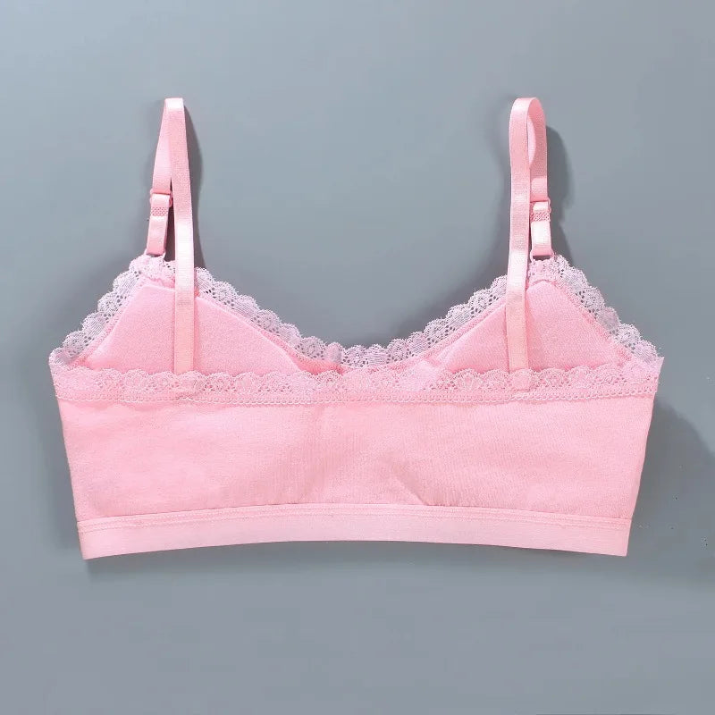 1 PCS Girls Lace Bras Children Breathable Underwear Kids Tube Tops Soft Cotton-padded Teens Youth Girls Washable Bras Camisoles