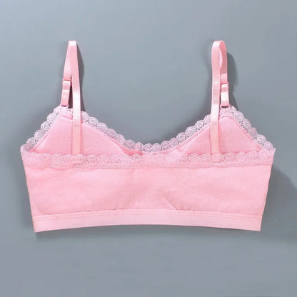 1 PCS Girls Lace Bras Children Breathable Underwear Kids Tube Tops Soft Cotton-padded Teens Youth Girls Washable Bras Camisoles