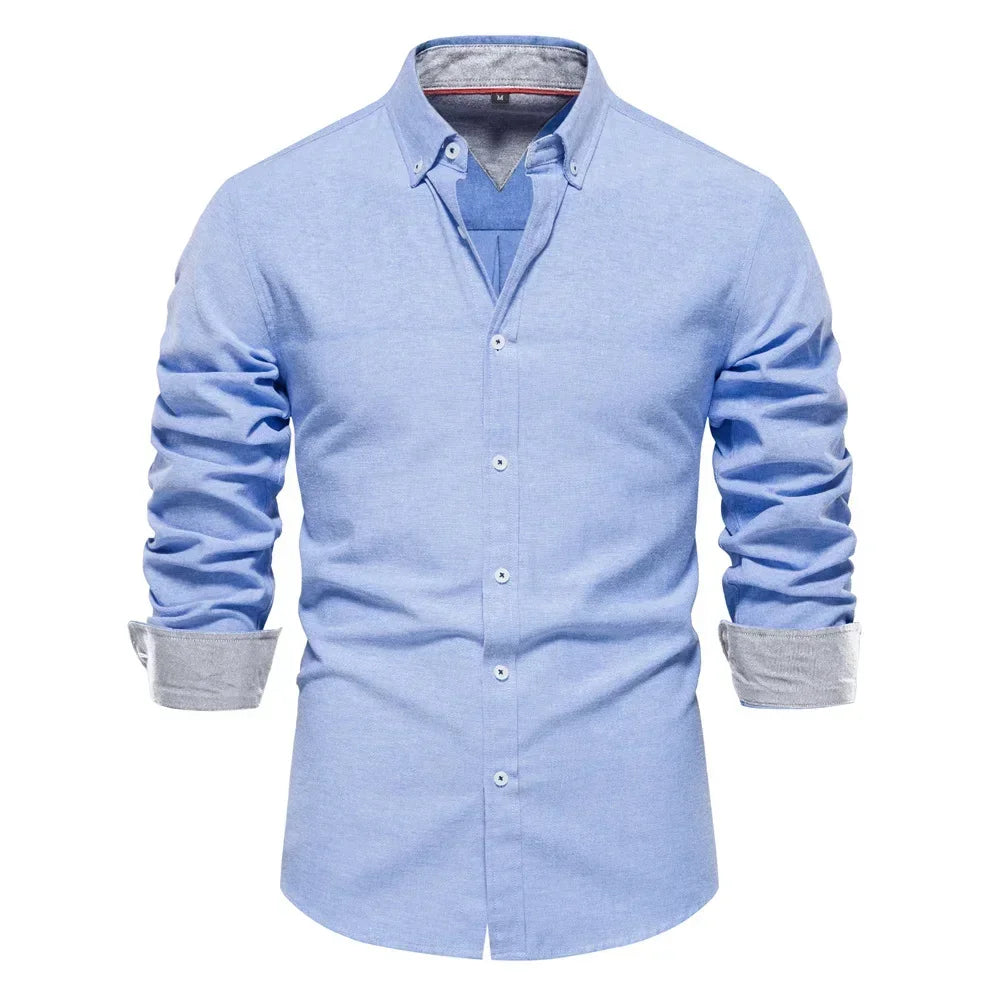 2026 Men's Fashion Social Shirts Solid Color Lapel Long Sleeve Dress Shirts for Men Formal Business Party Shirts Men's Clothing