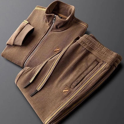 Men's casual sports suit 2025 autumn and winter new cotton bee sweater jacket pants two-piece set