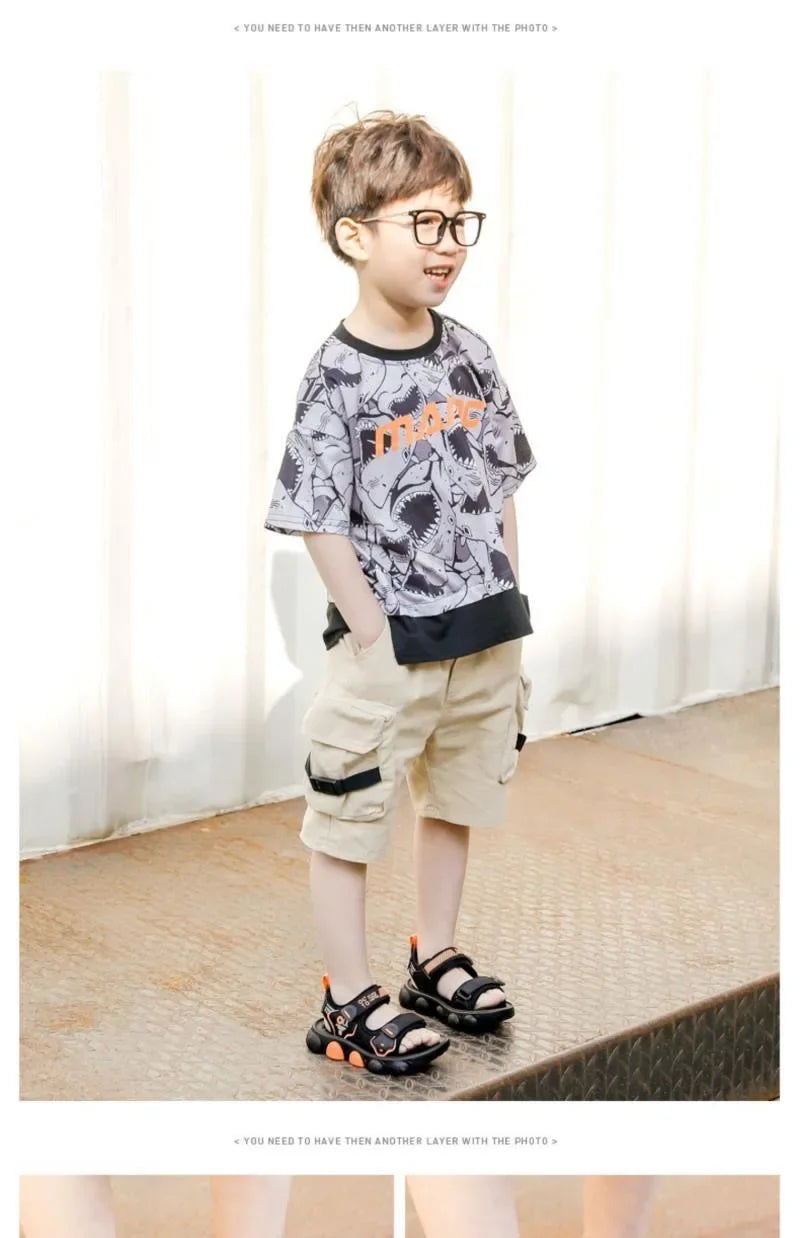 Boys Beach Sandals Kids Summer Shoes 2026 Summer New Children Sports Casual Sandals for Medium Big Boy Anti-skid Fashion 26-37