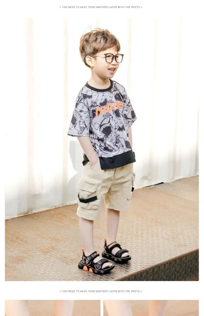 Boys Beach Sandals Kids Summer Shoes 2026 Summer New Children Sports Casual Sandals for Medium Big Boy Anti-skid Fashion 26-37