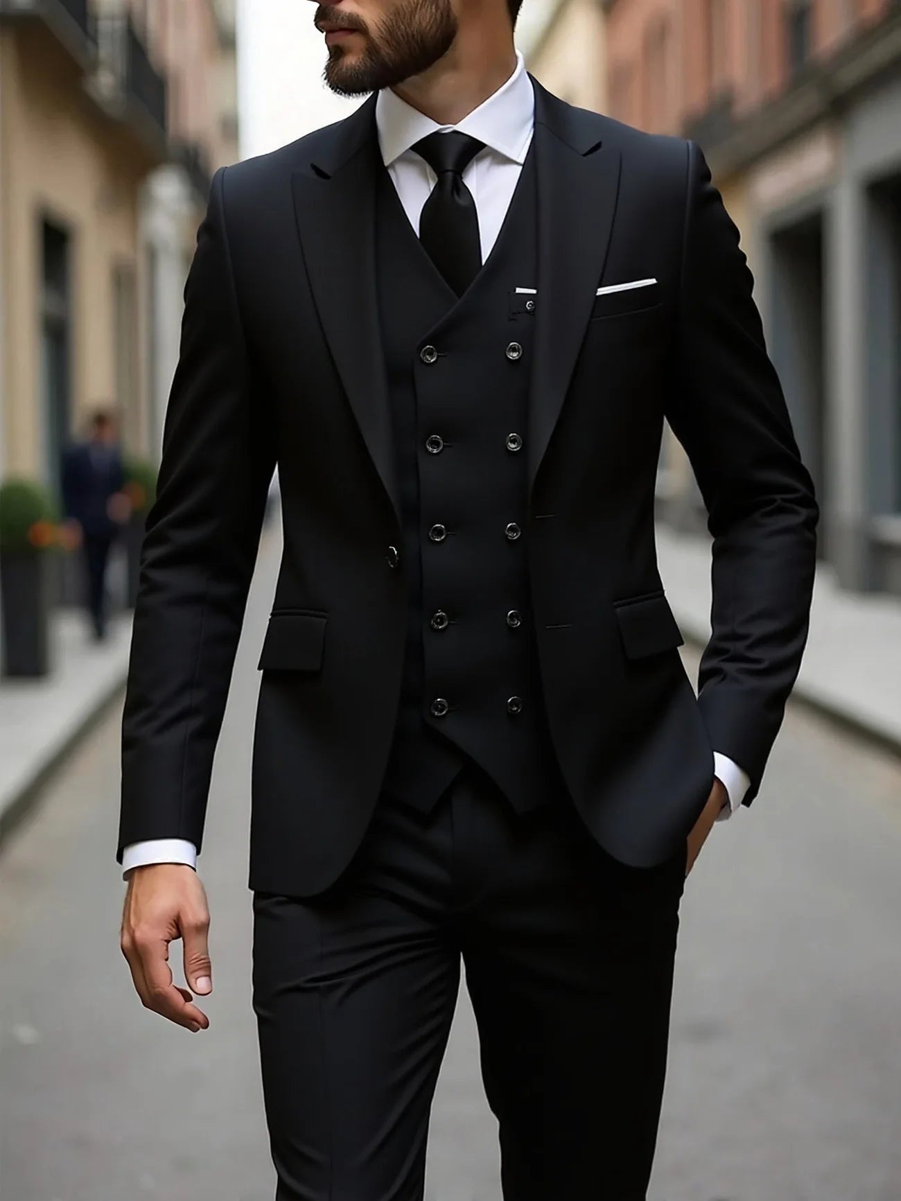 Men's Three-Piece White Suit, Anti-Wrinkle, No-Iron, Anti-Stick Fur Business Formal Suit, Four-Season Workplace Work Clothing Dr