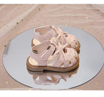 Baby Girls Beach Shoes Soft Sole for Kids Sandals T-strap Versatile 2025 Summer New Baby Walking Shoes Non-slip Sweet Size 15-26