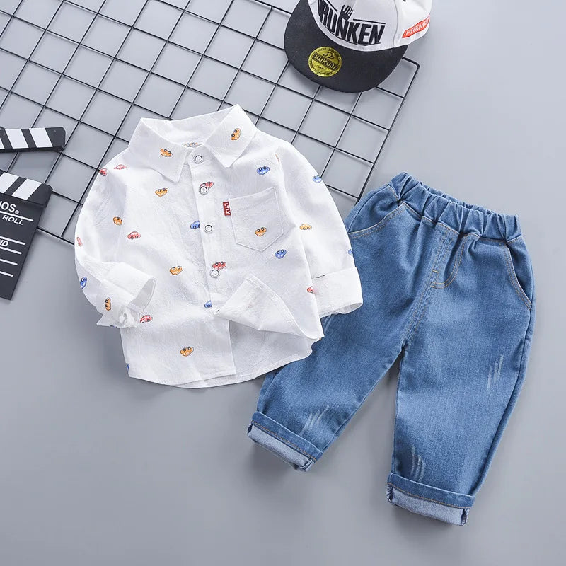 New  Baby Boys Clothes Suit Spring Autumn Infant Outfits Children Shirt Jeans 2Pcs/Sets Toddler Casual Costume Kids Tracksuits
