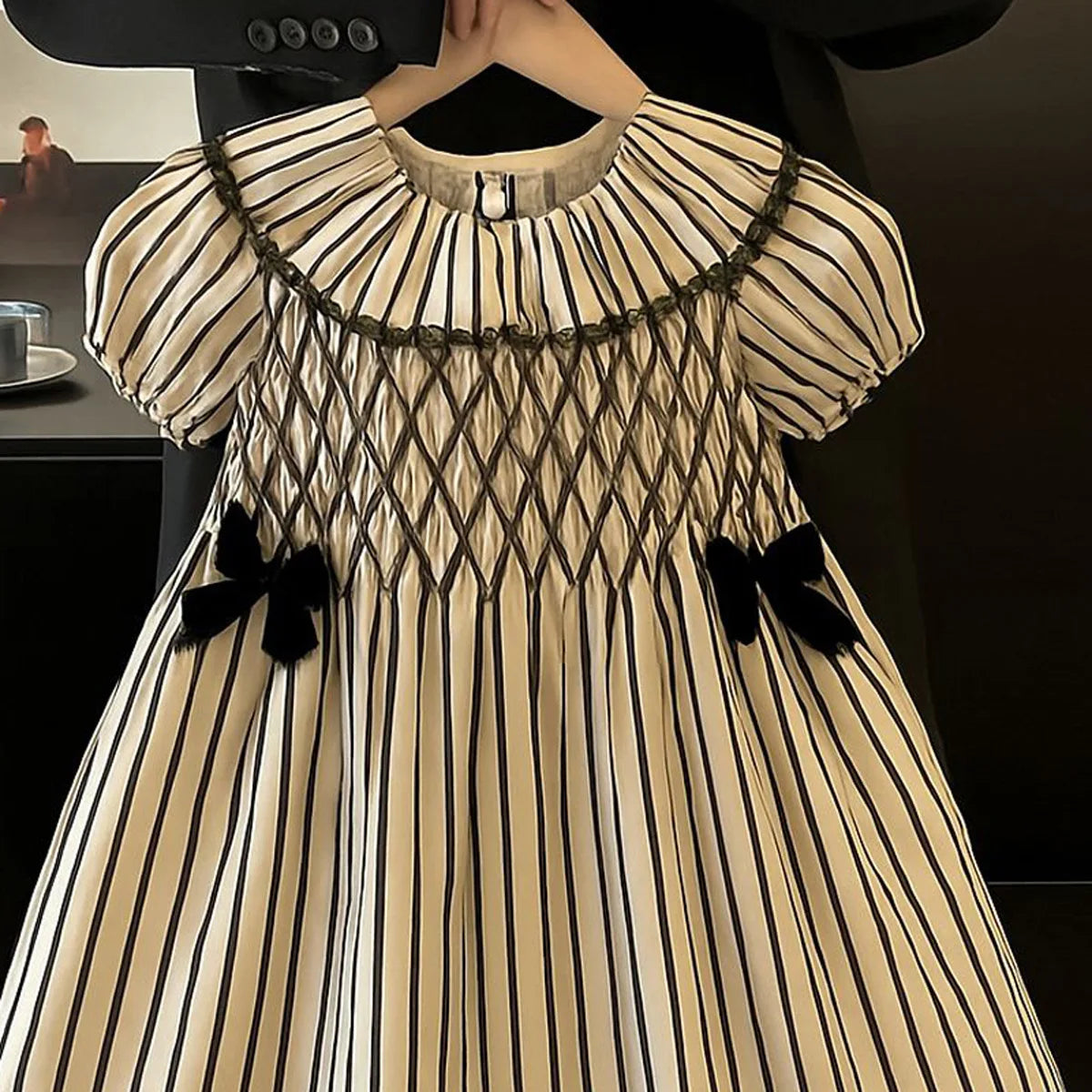 Girls' Dress 2025 Summer New Style Dress Striped Short Sleeve Daily Skirt Pure Cotton Fashion and Comfortable Kids Dress