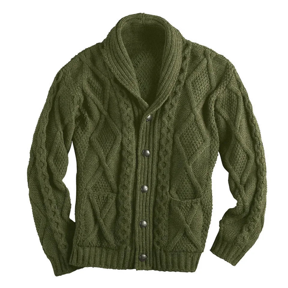 Fall/winter Sweater Men 2023 Fashion Solid Color Long Sleeve Lapel Coat Knitted Cardigan for Men
