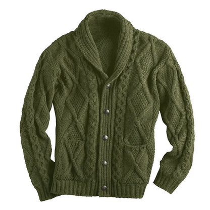 Fall/winter Sweater Men 2023 Fashion Solid Color Long Sleeve Lapel Coat Knitted Cardigan for Men