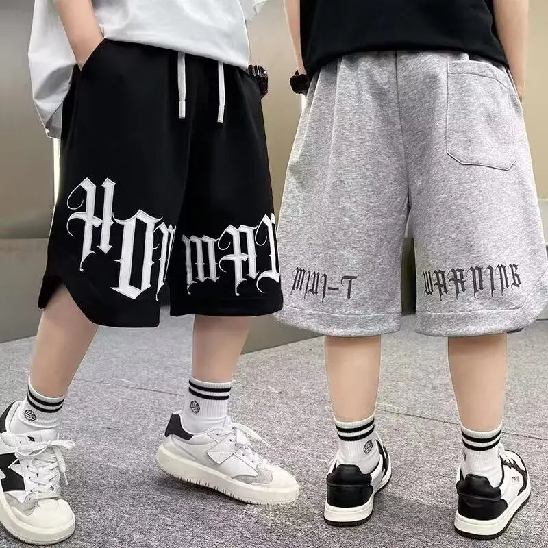 Loose Style Children Summer Shorts for Boy New Letter Print Short Pants Outdoor Casual Sports Shorts Korean Children's Clothing