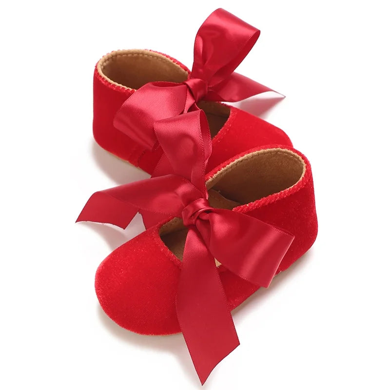 Girls' Princess Baby Shoes Cute Bow Flat Bottom Walking Children's Shoes First Step Newborn Baby Comfortable Soft Sole Footwear