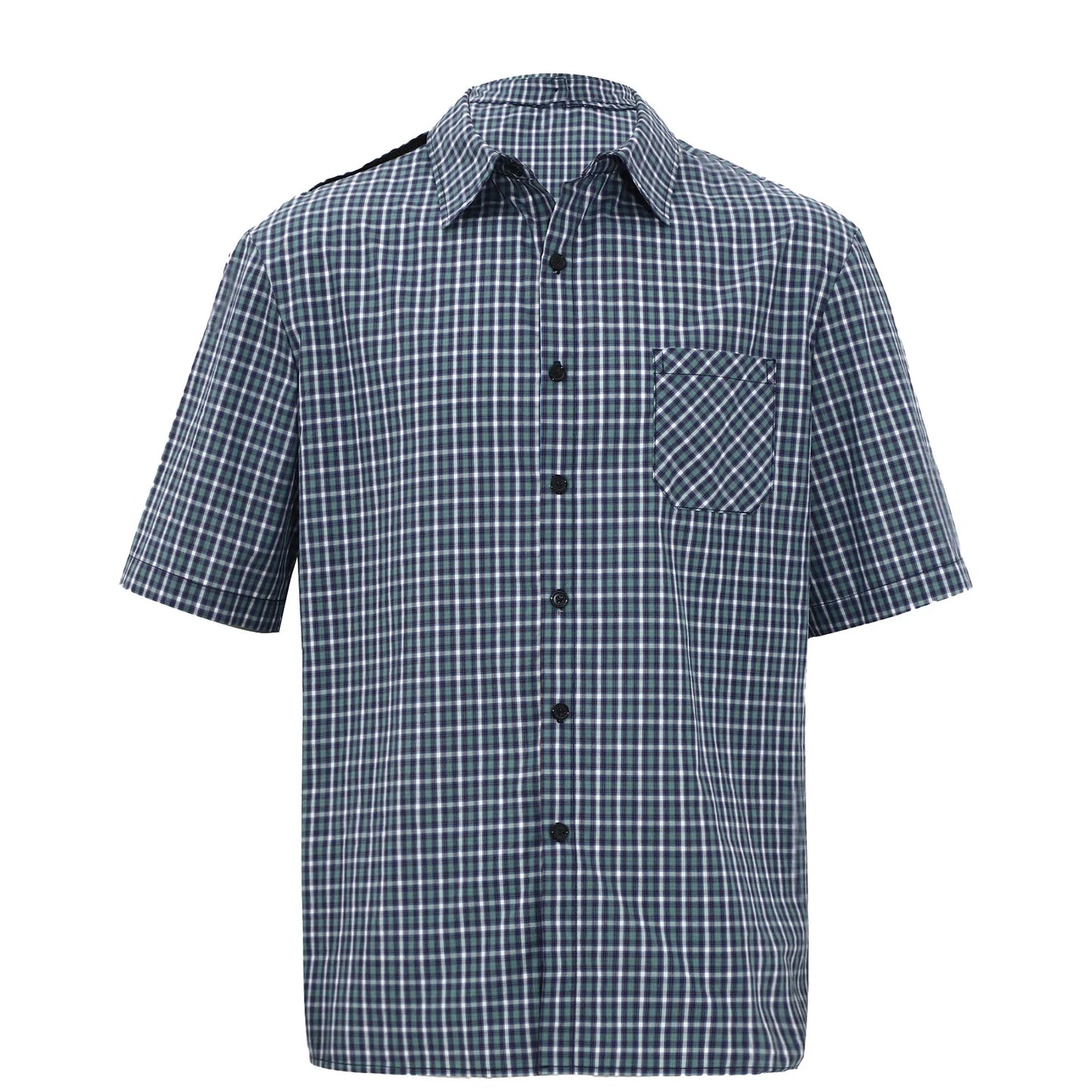 Mens Elderly Adaptive Shirts Tops Open Back with Full Back Overlap Turn-down Collar Long Sleeve Front Button-up Plaid Shirt