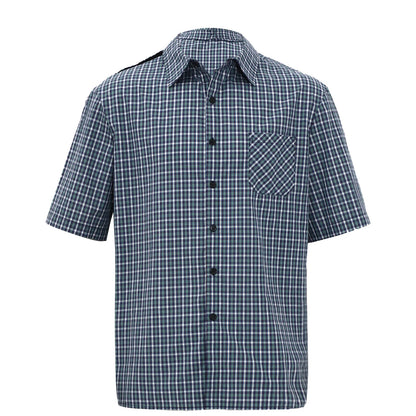 Mens Elderly Adaptive Shirts Tops Open Back with Full Back Overlap Turn-down Collar Long Sleeve Front Button-up Plaid Shirt