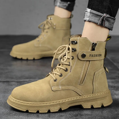 Men's Works Boots Spring Autumn Anti-slip Waterproof Male Sneakers Desert Tactical Boots Outdoor Travel Wear-resistant Man Shoes