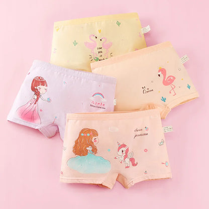 Girls Briefs Fine Cotton Underwear Cute Prints Panties Kids Breathable Soft Healthy Underpants Girls Boxer 4pcs/Lot Size 3-10T