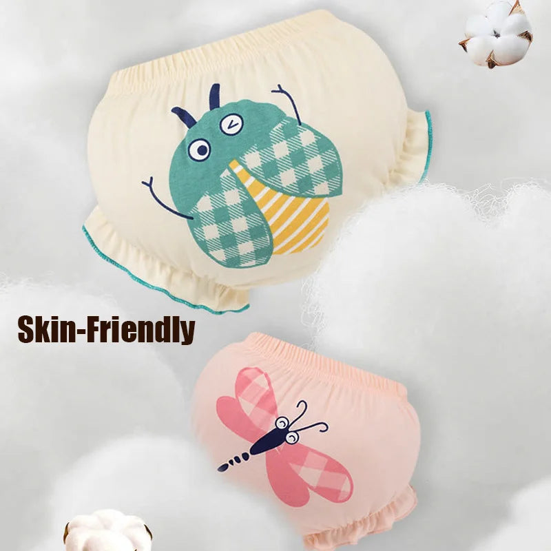 4pcs Pure Cotton Baby Panties Toddler Potty Training Underwear For Boys Girls Infant Newborn Wear Outside Fashion Bow Underpants