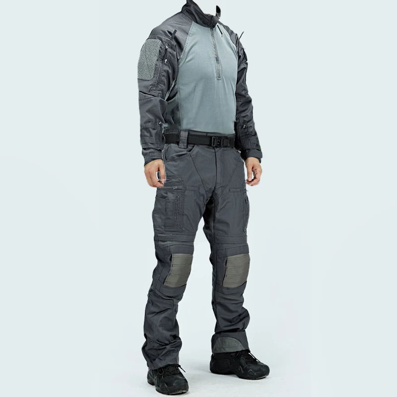 Men Tactical Combat Uniform Suit Multicam Camo Shirt & Pants Set Outdoor Hunting Airsoft Paintball Training Work Clothes