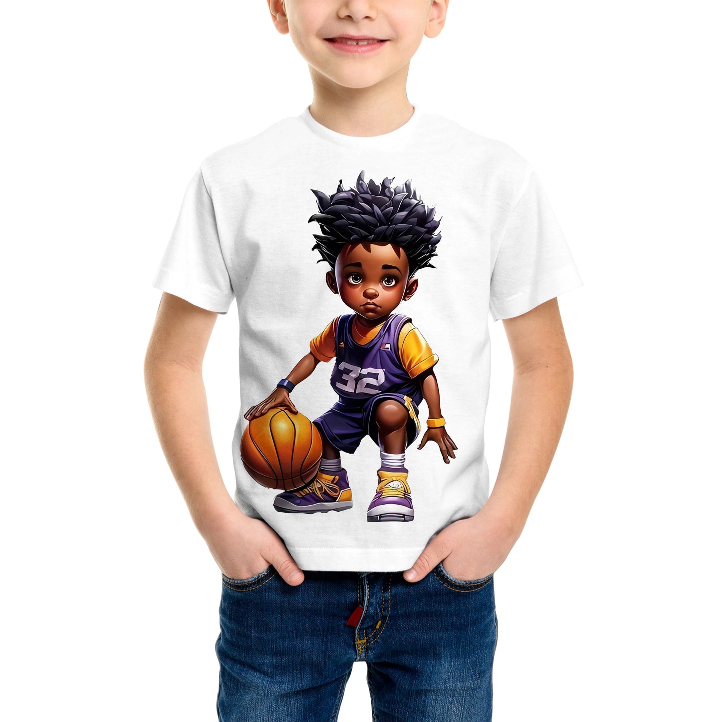 Boy's Fashion 3D Printed T-Shirt - Short Sleeve Crew Neck Casual Streetwear Bike Design for Young People