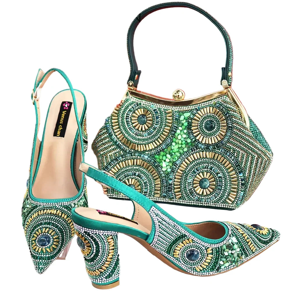 Popularity Italian Women's Pointed Shoes And Bag Set GFD453