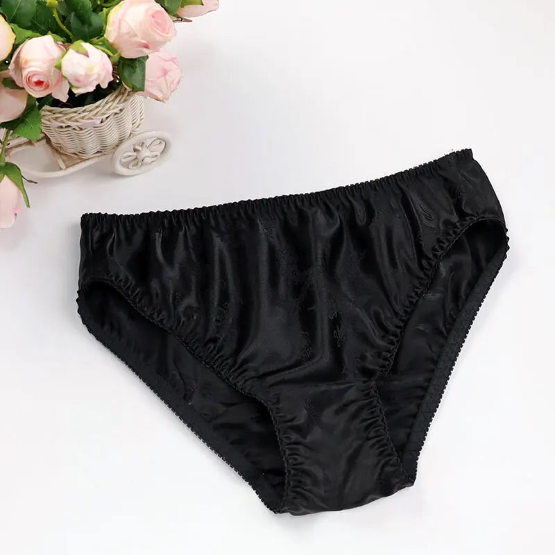 Silk Underwear Women's Large Size XXL e Breathable Antibacterial Low Waist Comfortable Innerwear Daily Use Cartoon Pat...
