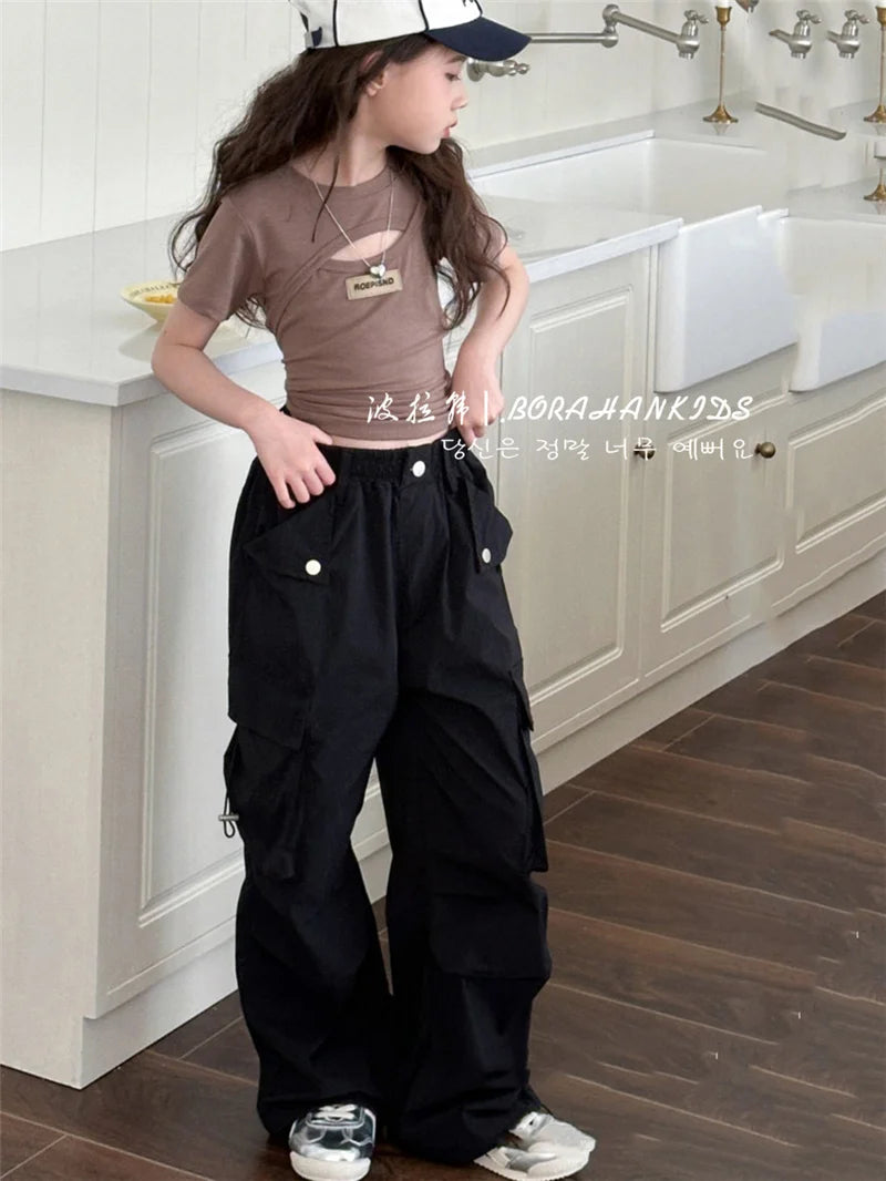 Girls Pants Spring Kids Hip Hop Pants Summer Children's Streetwear Casual Trousers Autumn Fashion Teen Large Size Sweatpants