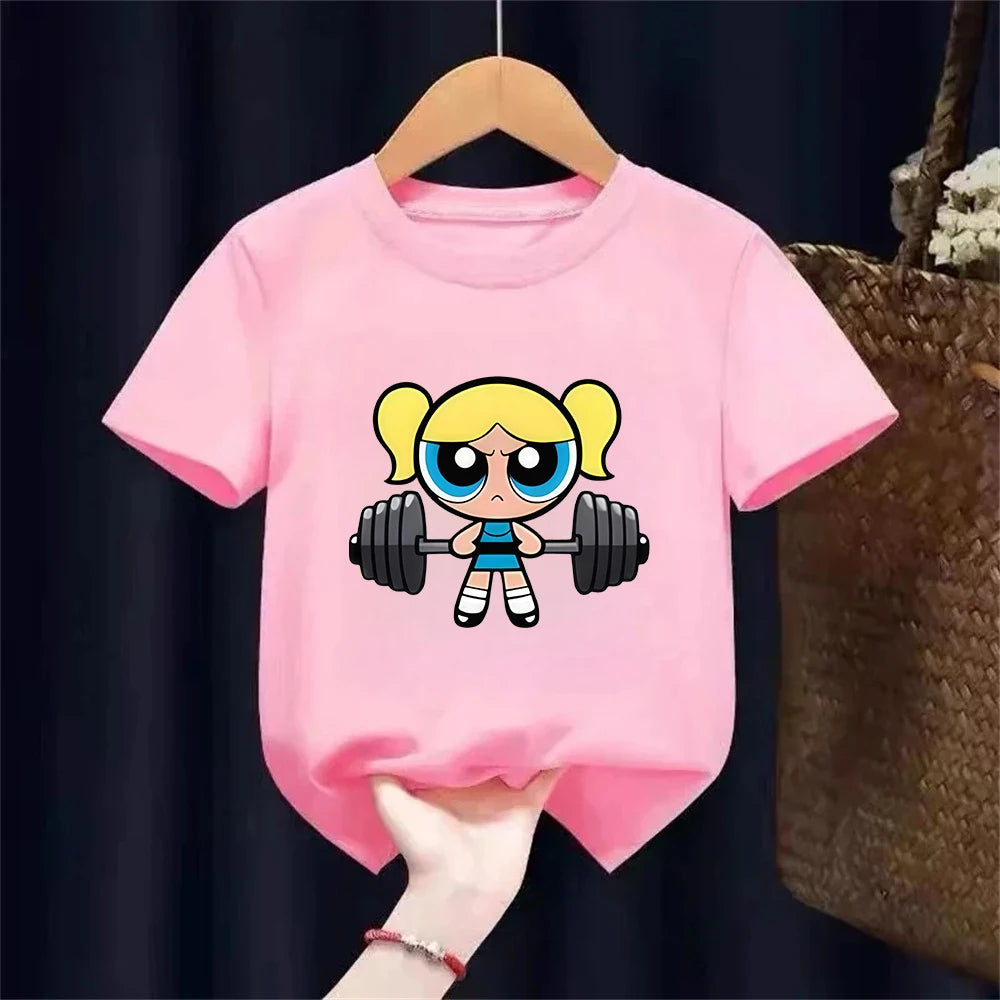 Girls Super Powerful Blouse Training Streetwear T-shirt Kids Shirt Academy Fitness T-shirt