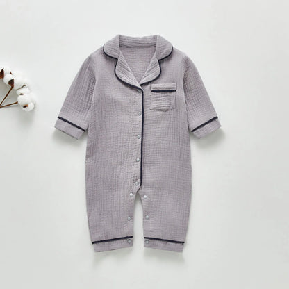 Muslin Cotton Baby Bodysuit Clothes Toddler Cartoon Pajama Rompers Newborn Jumpsuits Infant Boys Girls Long Sleeve Outfits
