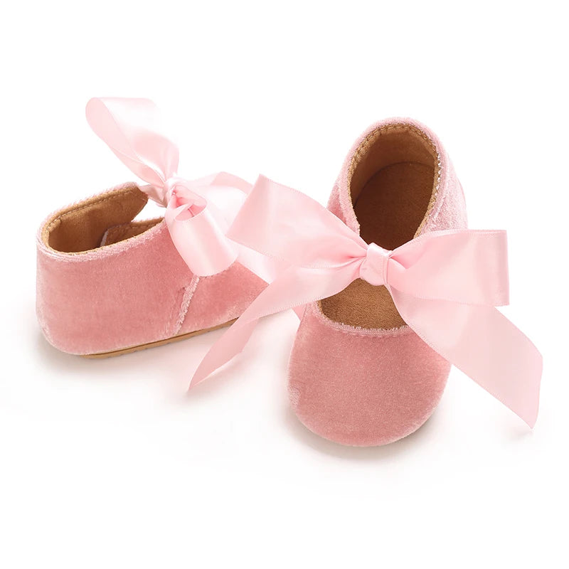 Girls' Princess Baby Shoes Cute Bow Flat Bottom Walking Children's Shoes First Step Newborn Baby Comfortable Soft Sole Footwear